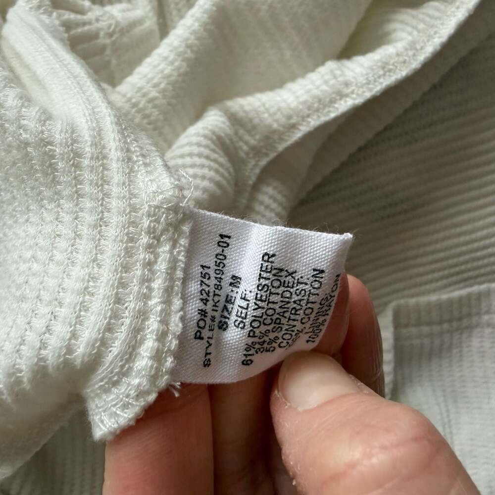 Peach Love California White Thermal Waffle Knit Tiered Babydoll Top - Picture 4 of 4
